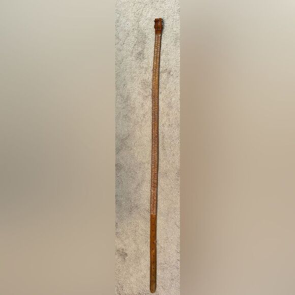 Vintage Leather Brown Red Black Southwestern Boho Hand Beaded Belt - Picture 6 of 7